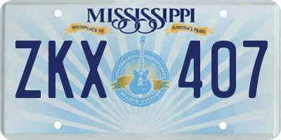 MS license plate ZKX407