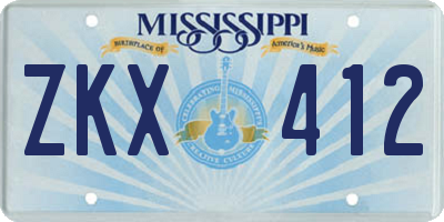 MS license plate ZKX412