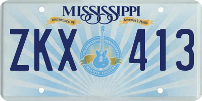 MS license plate ZKX413