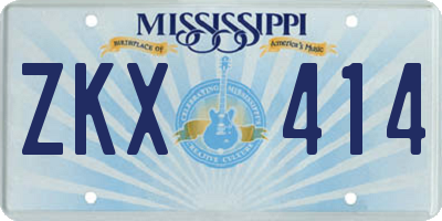 MS license plate ZKX414