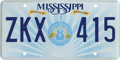 MS license plate ZKX415