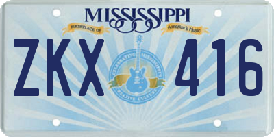 MS license plate ZKX416
