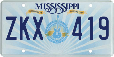 MS license plate ZKX419