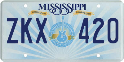 MS license plate ZKX420