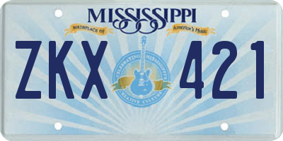 MS license plate ZKX421