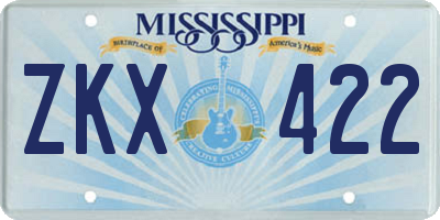 MS license plate ZKX422