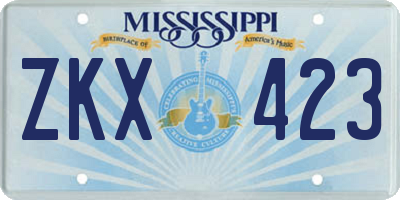 MS license plate ZKX423
