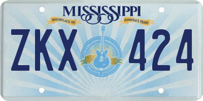 MS license plate ZKX424