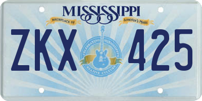 MS license plate ZKX425