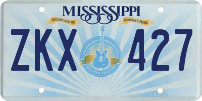 MS license plate ZKX427