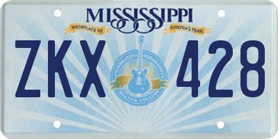 MS license plate ZKX428