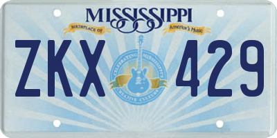MS license plate ZKX429