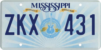 MS license plate ZKX431