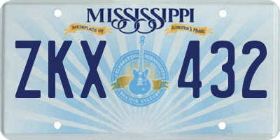 MS license plate ZKX432