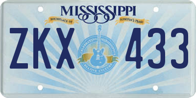 MS license plate ZKX433