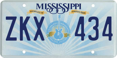 MS license plate ZKX434