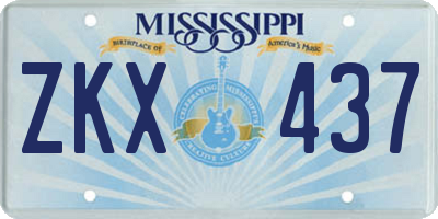 MS license plate ZKX437
