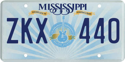 MS license plate ZKX440