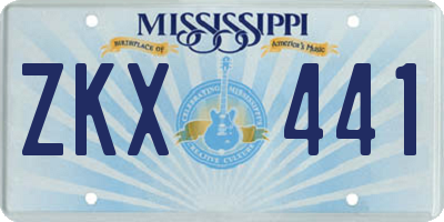 MS license plate ZKX441