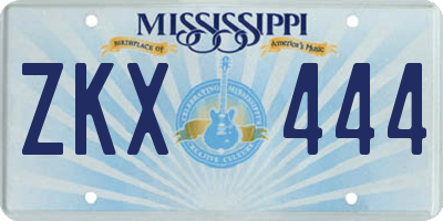 MS license plate ZKX444