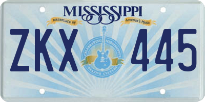 MS license plate ZKX445