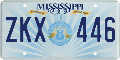 MS license plate ZKX446