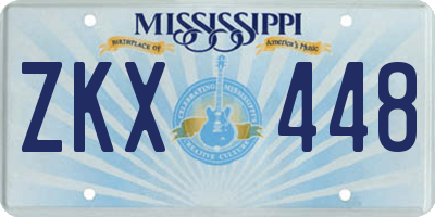 MS license plate ZKX448