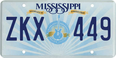 MS license plate ZKX449