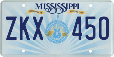 MS license plate ZKX450