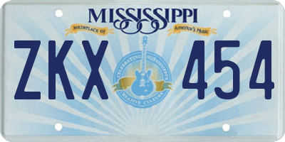 MS license plate ZKX454