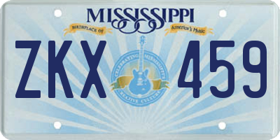 MS license plate ZKX459
