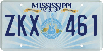MS license plate ZKX461