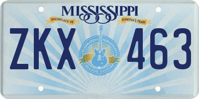 MS license plate ZKX463