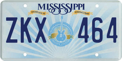 MS license plate ZKX464