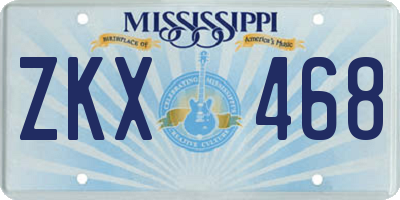 MS license plate ZKX468