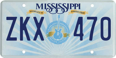 MS license plate ZKX470