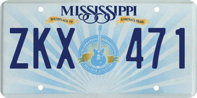 MS license plate ZKX471