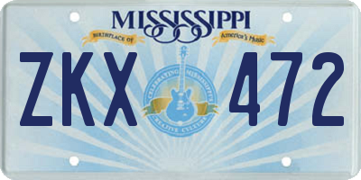MS license plate ZKX472