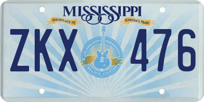MS license plate ZKX476