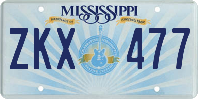 MS license plate ZKX477