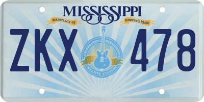 MS license plate ZKX478