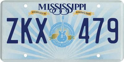 MS license plate ZKX479
