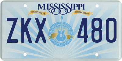 MS license plate ZKX480