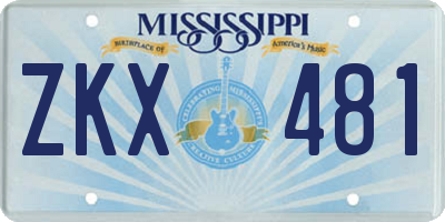 MS license plate ZKX481