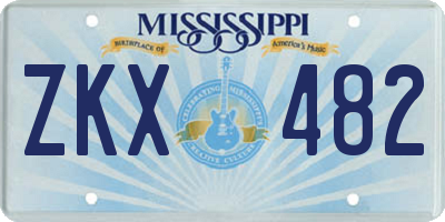 MS license plate ZKX482