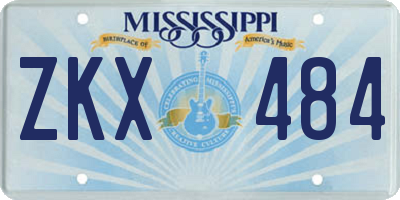 MS license plate ZKX484