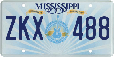 MS license plate ZKX488