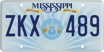 MS license plate ZKX489