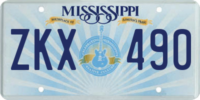 MS license plate ZKX490