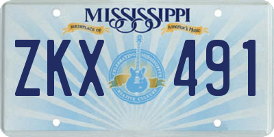 MS license plate ZKX491